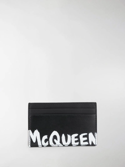 Shop Alexander Mcqueen Leather Credit Card Case In Black