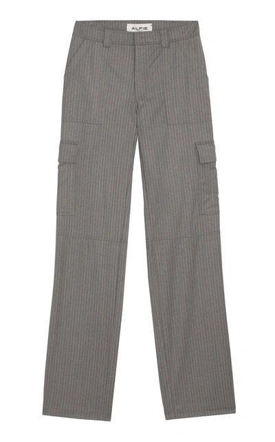 Shop Alfie Wool Signature Pinstripe Cargo Pants - M'o Exclusive In Grey