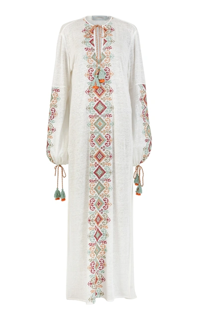 Shop Silvia Tcherassi Women's Mayfair Embroidered Linen-cotton Blend Tunic In White