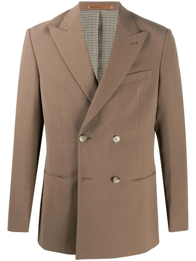 Shop Nanushka Fitted Double-breasted Blazer In Brown