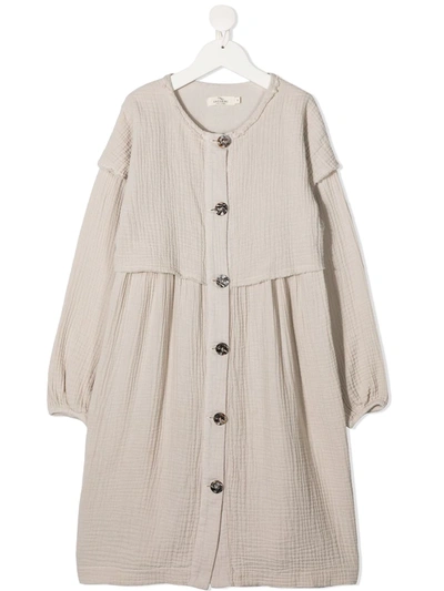 Shop Andorine Buttoned Midi Dress In Neutrals