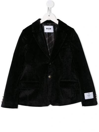 Shop Msgm Fitted Velvet Blazer In Black