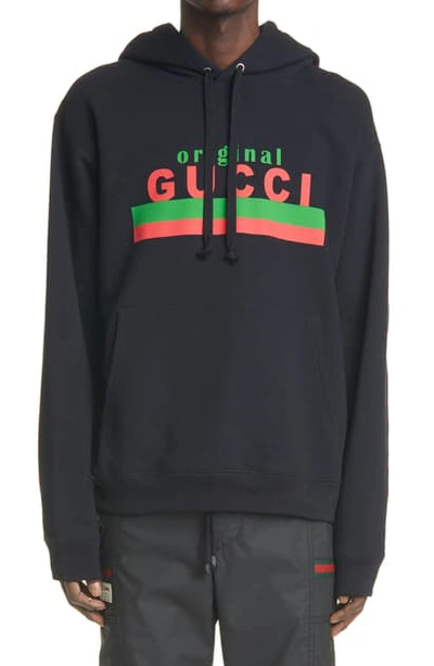 Shop Gucci Graphic Hoodie In Black