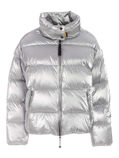Shop Parajumpers Pia Quilted Down Jacket In Silver Color