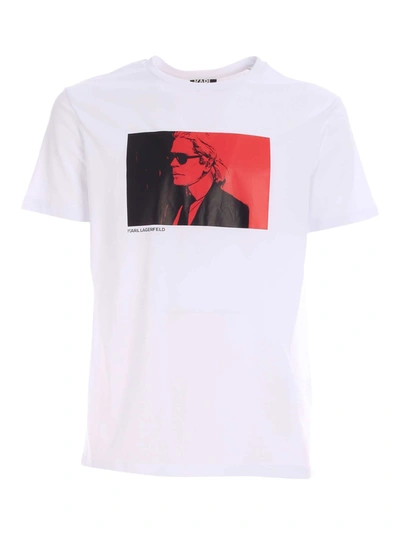 Shop Karl Lagerfeld Bicolor Print T-shirt In White