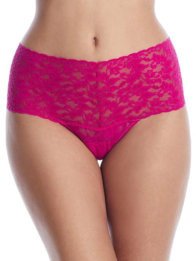 Shop Hanky Panky Signature Lace Retro Thong In Pink Ruby