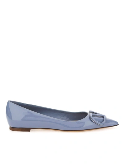 Shop Valentino Vlogo Signature Ballerinas In Light Blue