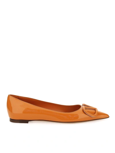 Shop Valentino Vlogo Signature Ballerinas In Orange