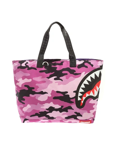 Shop Sprayground Split Camo Beach Tote Camouflage Bag In Purple