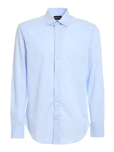 Shop Emporio Armani Twill Shirt In Light Blue