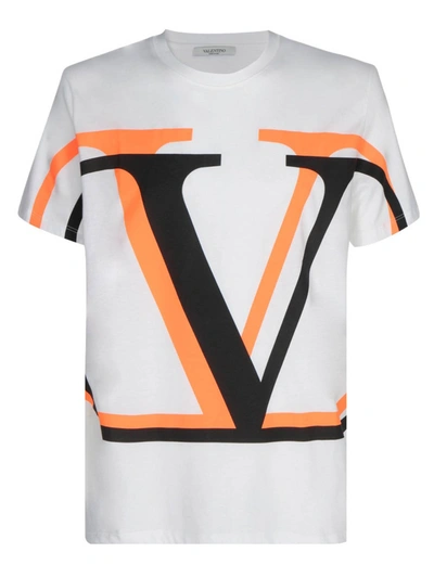 Shop Valentino V Logo Printed T-shirt In White
