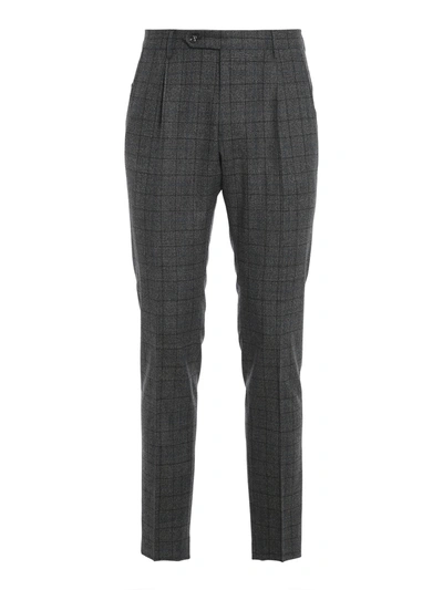 Shop Berwich Prince Of Wales Patterned Pants In Grey
