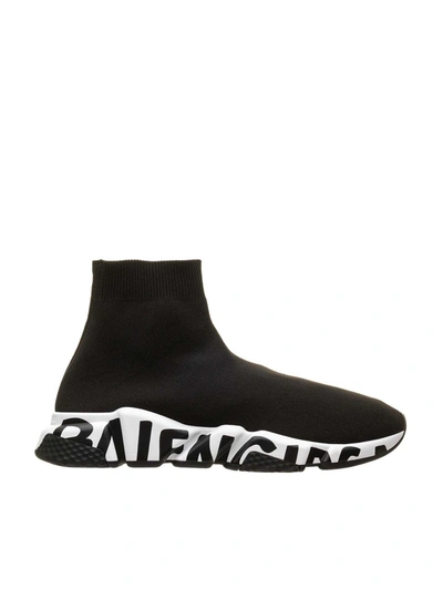 Shop Balenciaga Speed Graffiti Sneakers In Black