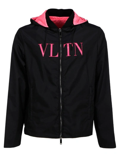 Shop Valentino Reversible Hooded Jacket In Black