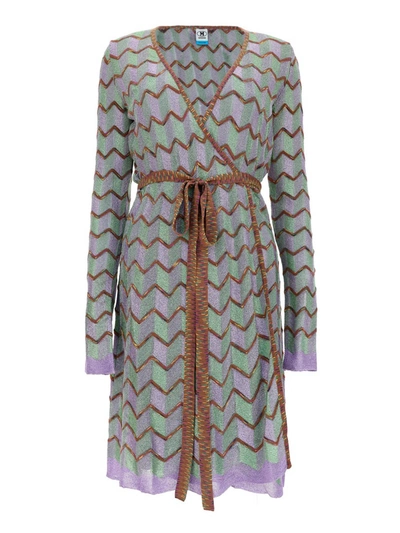 Shop M Missoni Lurex-knit Wrap Dress In Multicolour