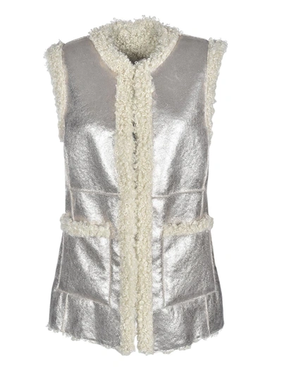 Shop Pinko Maestrale Vest In Silver Color