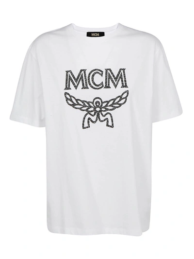 Shop Mcm Cracked Effect Logo T-shirt In White