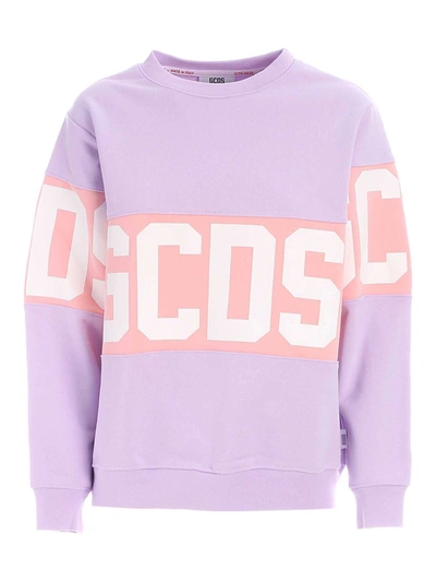 Shop Gcds Branded Band Crewneck Sweatshirt In Lilac In Purple