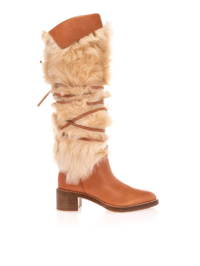 Shop Celine Folco Boots In Brown