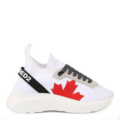 Shop Dsquared2 Mesh Sneakers With Back Logo In White