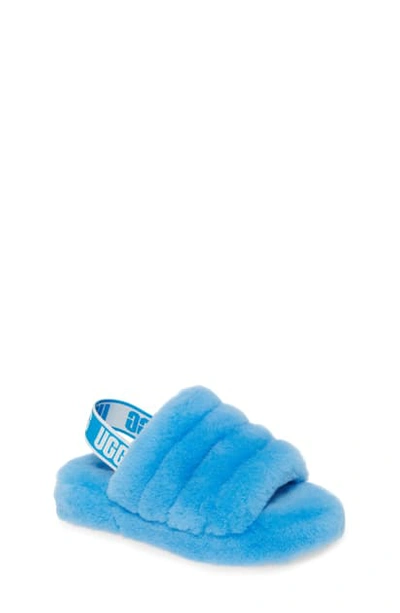 Shop Ugg Girl's  Fluff Yeah Slide Sandal In Neon Blue