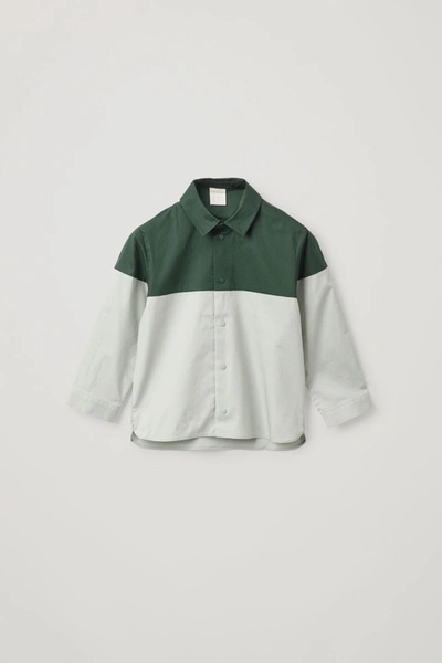 Shop Cos Colour-block Cotton Shirt In Green
