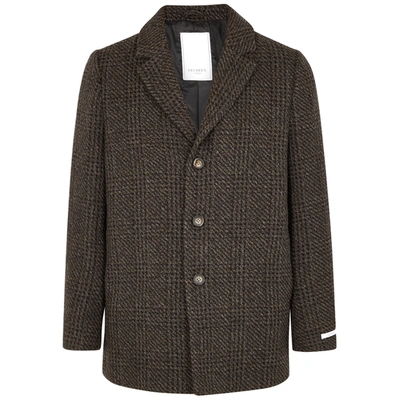 Shop Les Deux Montgomery Checked Wool-blend Coat In Grey
