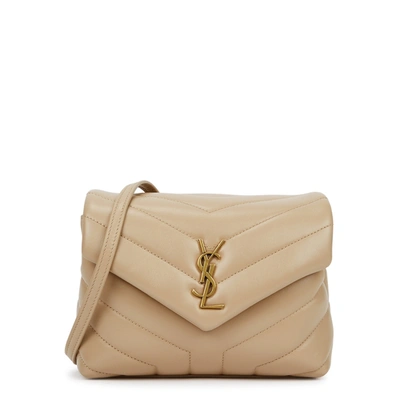 Shop Saint Laurent Loulou Toy Sand Leather Cross-body Bag In Beige