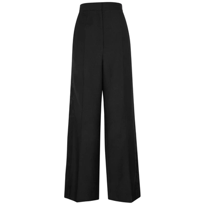Shop Loewe Black Wide-leg Wool Tuxedo Trousers