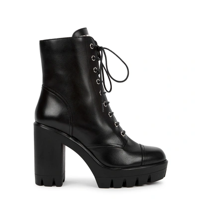 Shop Giuseppe Zanotti 115 Black Leather Platform Ankle Boots