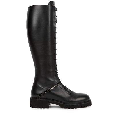 Shop Giuseppe Zanotti Black Leather Knee-high Boots