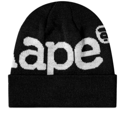 Shop Aape By A Bathing Ape Aape Large Logo Beanie In Black