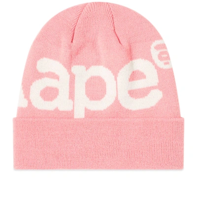 Shop Aape By A Bathing Ape Aape Large Logo Beanie In Pink