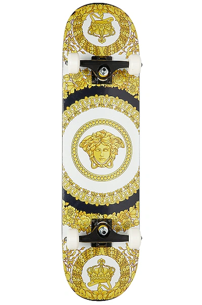 Shop Versace Play On Skateboard In Black & Gold