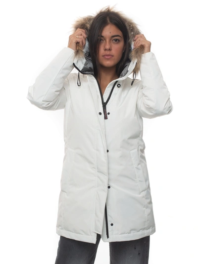 Shop Museum Emma Hooded Jacket Milk Polyester Woman In White