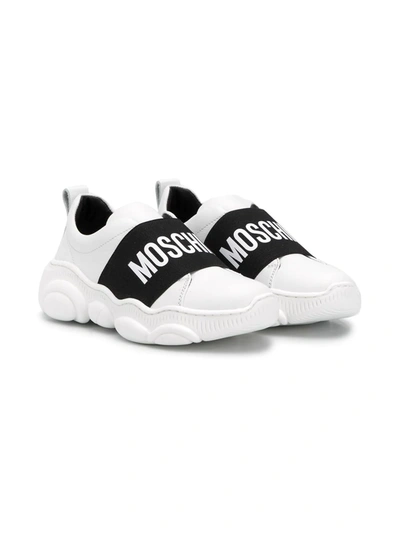 Shop Moschino Logo-strap Low-top Sneakers In White