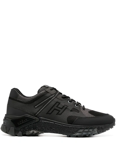 Shop Hogan Lace-up Low-top Sneakers In Black