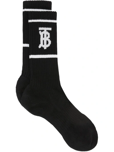 Shop Burberry Tb Intarsia Socks In Black