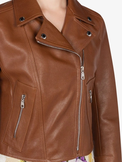 Shop Dolce & Gabbana Leather Biker Jacket In Brown