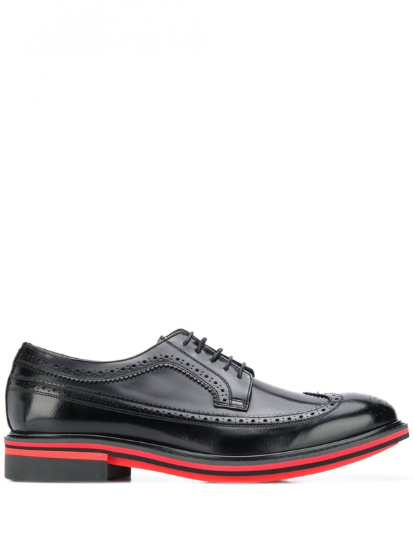 Paul Smith Chase Contrast-trimmed Leather Brogues In Black | ModeSens