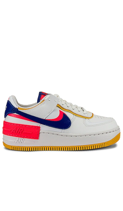 Nike Air Force 1 Shadow Sneakers In Summit White  Astronomy Blue & Flash Cri