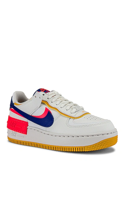 Nike Air Force 1 Shadow Sneakers In Summit White  Astronomy Blue & Flash Cri