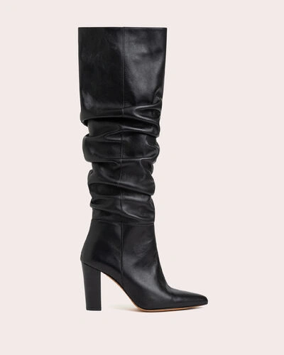 Shop Iro Islay Heeled Slouch Leather Boots In Black
