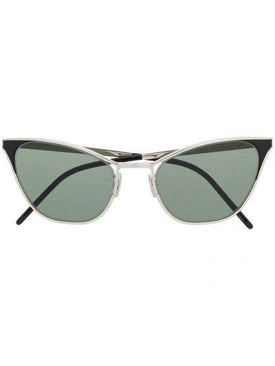 Shop Saint Laurent Cat-eye Frame Sunglasses In Silver