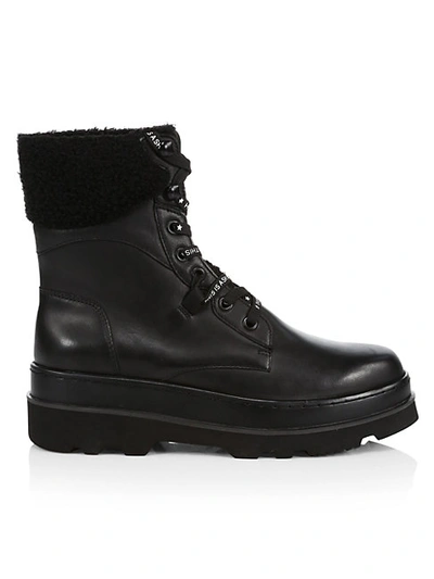Shop Ash Siberia Faux Fur & Leather Combat Boots In Black