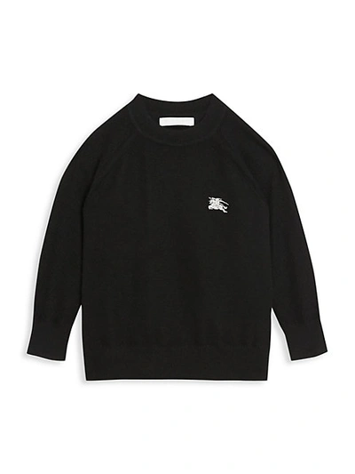 Shop Burberry Little Kid's & Kid's Flossie Logo Cotton Sweater In Black