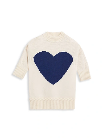 Shop Burberry Little Girl's & Girl's Heart Intarsia Wool & Cashmere Sweater In Ivory