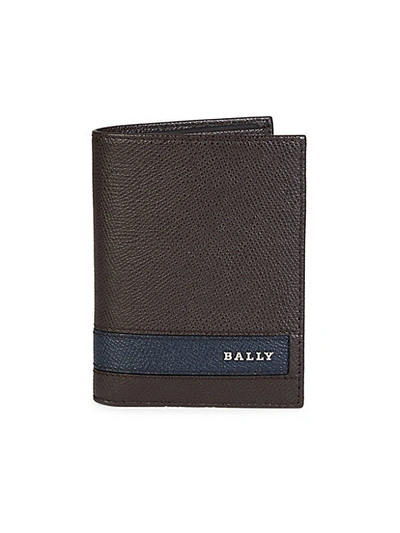 Shop Bally Men's Labie Pebbed Leather Bi-fold Wallet In Chocolate