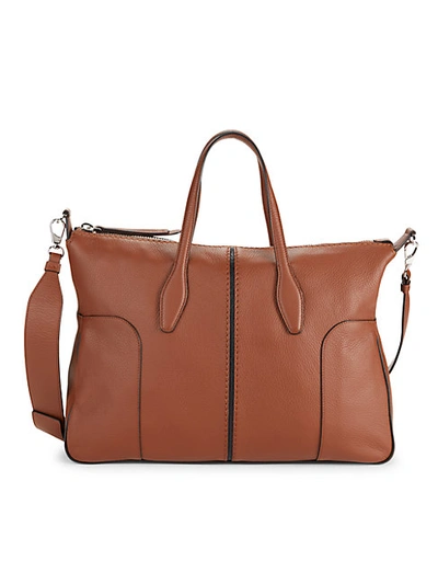 Shop Tod's Leather Satchel In Brown