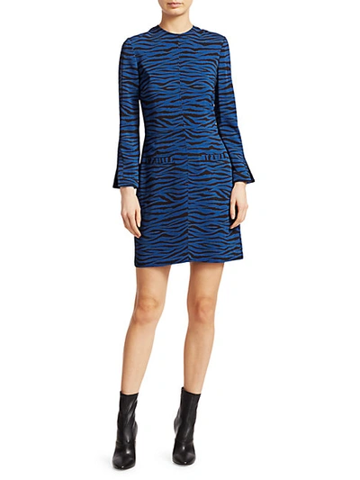 Shop A.l.c Noelle Tiger-print Dress In Blue Black